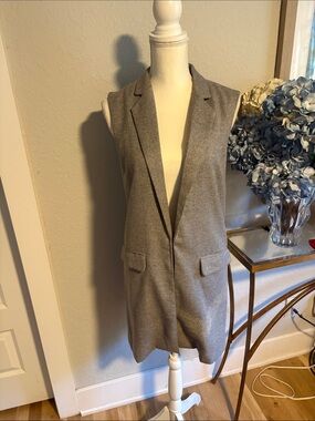 Tailored Sleeveless Gray Longline Vest NWOT